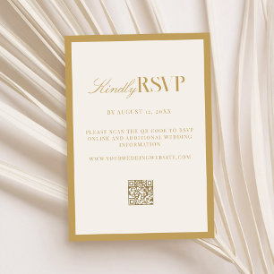 Elegante Elfenbein- und Gold-Hochzeit RSVP Karte