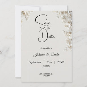 Elegante elfenbeinfarbene floral-minimalistische S Save The Date