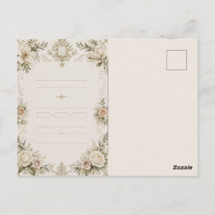 Elegante elfenbeinfarbene Hochzeits-Einladung mit  Postkarte