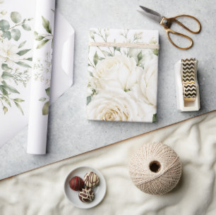 Elegante elfenbeinfarbene Hochzeitsblumen Geschenkpapier
