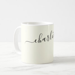 Elegante Elfenbeinfarbene Moderne Namen Personalis Kaffeetasse