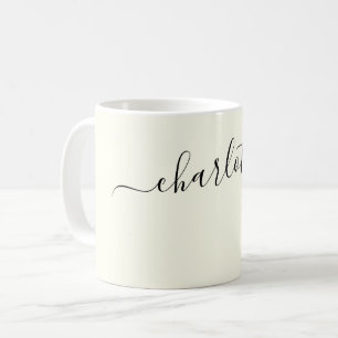 Elegante Elfenbeinfarbene Moderne Namen Personalis Kaffeetasse