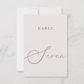 Elegante Elfenbeinkalligrafie Seven Tischnummer (Rückseite)