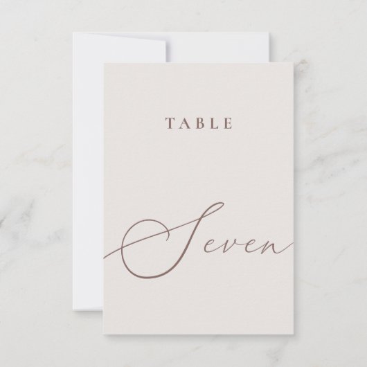 Elegante Elfenbeinkalligrafie Seven Tischnummer (Rückseite)