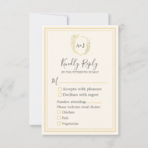 Elegante Elfenbeinküche Imitats Gold 3 Mahlzeiten  RSVP Karte