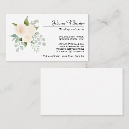 Elegante Elfenbeinküste oder Pfirsichfarbene Rose Visitenkarte (Vorne/Hinten)