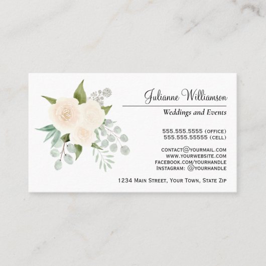 Elegante Elfenbeinküste oder Pfirsichfarbene Rose Visitenkarte (Vorderseite)