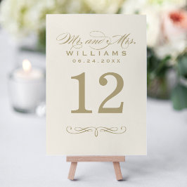 Elegante Elfenbeinküste und Gold Script-Hochzeitss Einladung