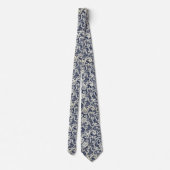 Elegante Elfenbeinspitze auf Navyblau Krawatte (Rückseite)