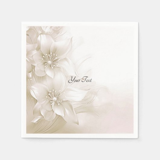 Elegante Elfenbeinweiße Blumen Servietten (Vorderseite)