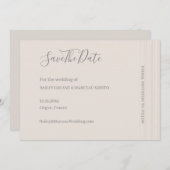 Elegante Elfenbeinweiße Streifen Save the Date Hoc Einladung (Vorne/Hinten)