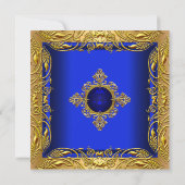 Elegante Elite Birthday Party Royal Blue Gold Einladung (Rückseite)