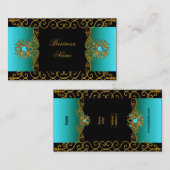 Elegante Elite Classy Aquamarin Blue Black Visitenkarte (Vorne/Hinten)