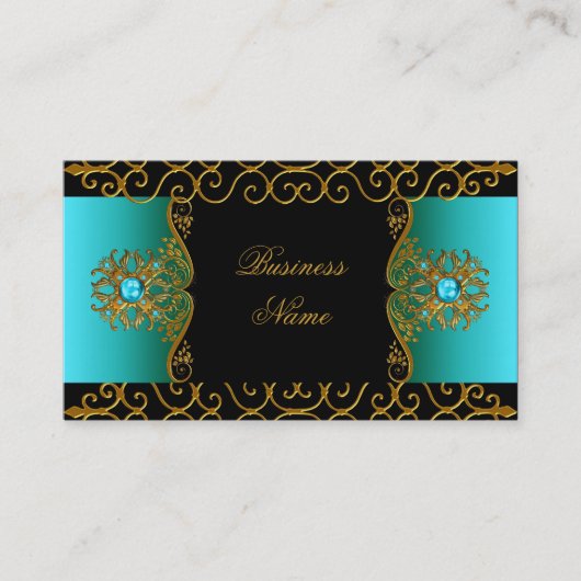 Elegante Elite Classy Aquamarin Blue Black Visitenkarte (Vorderseite)