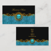 Elegante Elite Classy Aquamarin Blue Black Visitenkarte (Vorne/Hinten)