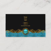 Elegante Elite Classy Aquamarin Blue Black Visitenkarte (Rückseite)