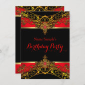 Elegante Elite Regal Red Gold Black Birthday 2 Einladung (Vorne/Hinten)