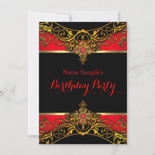 Elegante Elite Regal Red Gold Black Birthday 2 Einladung (Vorderseite)