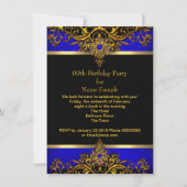 Elegante Elite Royal Blue Gold Black Birthday Einladung (Rückseite)