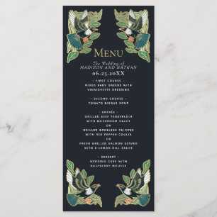 Elegante Elster Art Nouveau Hochzeit Menükarte