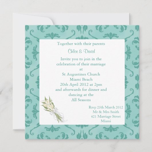 ELEGANTE EMBOSS DRUCKDRUCK GRÜNE WEDD EINLADUNG (Vorderseite)