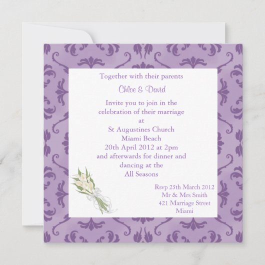 ELEGANTE EMBOSS SIEHEN LILA WEDD-EINLADUNG AUS EINLADUNG (Vorderseite)