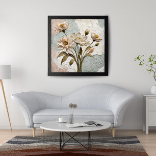 Elegante Embossed Floral Art Fotodruck