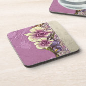 Elegante Embossed Lilac Damask Untersetzer (Linke Seite)