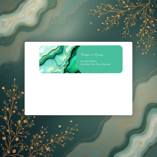Elegante Emerald Aquamarin Marble Watercolor Weddi