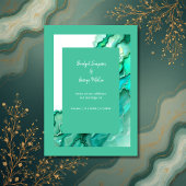 Elegante Emerald Aquamarin Marble Watercolor Weddi Einladung