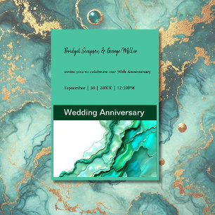 Elegante Emerald Aquamarin Marble Watercolor Weddi Einladung