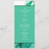 Elegante Emerald Aquamarin Marble Watercolor Weddi Programm (Rückseite)