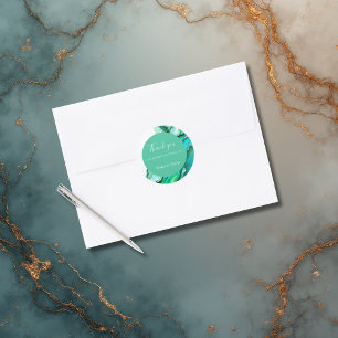 Elegante Emerald Aquamarin Marble Watercolor Weddi Runder Aufkleber