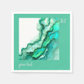 Elegante Emerald Aquamarin Marble Watercolor Weddi Serviette (Vorderseite)