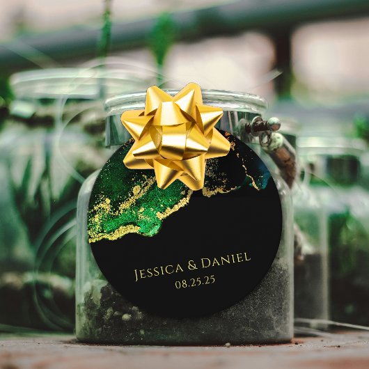 Elegante Emerald Black Wedding Geschenkanhänger