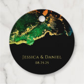 Elegante Emerald Black Wedding Geschenkanhänger (Vorderseite)