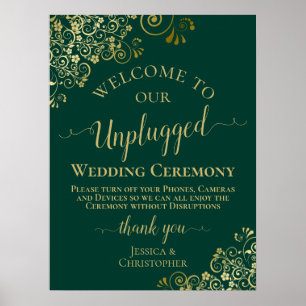 Elegante Emerald & Gold-Feier zum Hochzeitsfest Poster