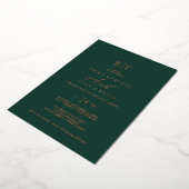 Elegante Emerald & Gold Foil Monogram Wedding Folieneinladung (Gedreht)