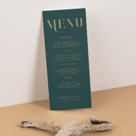 Elegante Emerald Gold Typografy Wedding Menükarte