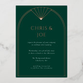 Elegante Emerald Green Art Deco Folieneinladung (Vorderseite)