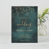 Elegante Emerald Green Botanical Design Wedding Einladung (Stehend Vorderseite)
