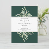 Elegante Emerald Green Botanical Wedding Einladung (Stehend Vorderseite)