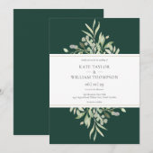Elegante Emerald Green Botanical Wedding Einladung (Vorne/Hinten)