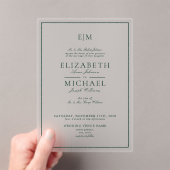 Elegante Emerald Green Classic Monogram Wedding Acryleinladungen (Insitu (Handheld))