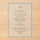 Elegante Emerald Green Classic Monogram Wedding Acryleinladungen (Vorderseite)