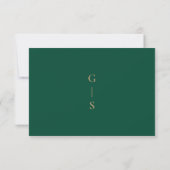 Elegante Emerald Green Cream Wedding RSVP Card Karte (Rückseite)