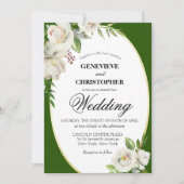 Elegante Emerald Green Floral Gold Wedding Einladung (Vorderseite)