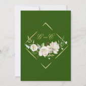Elegante Emerald Green Floral Gold Wedding Einladung (Rückseite)