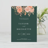 Elegante Emerald Green Floral Hochzeit im Herbst W Einladung (Stehend Vorderseite)