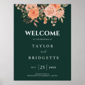 Elegante Emerald Green Floral Hochzeit im Herbst W Poster (Vorne)